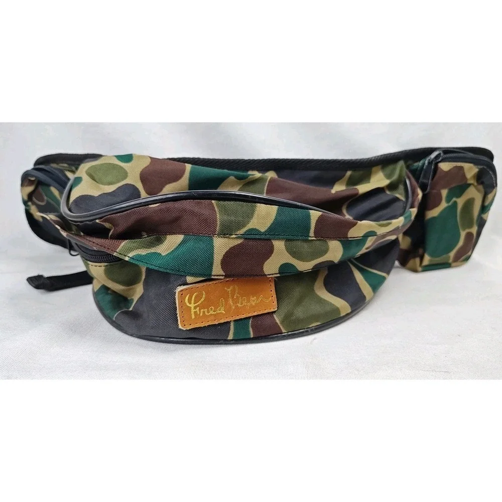 Vintage Fred Bear‎ Hip Bag 3 Pocket Camo Fanny Pack Bow Hunting Bag Ammo Pouch